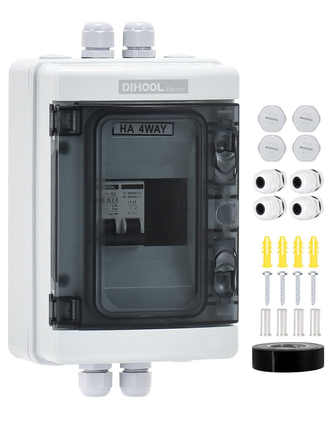 DC AC Disconnect Box Outdoor 30 Amp Breaker Box, Miniature Circuit Breaker wi…