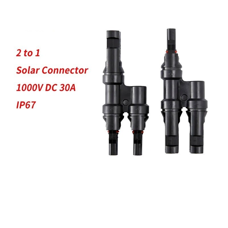 Branch PV Connector 2 In 1 Out T 30A IP67 Male Female For Combiner Box Panel Kit