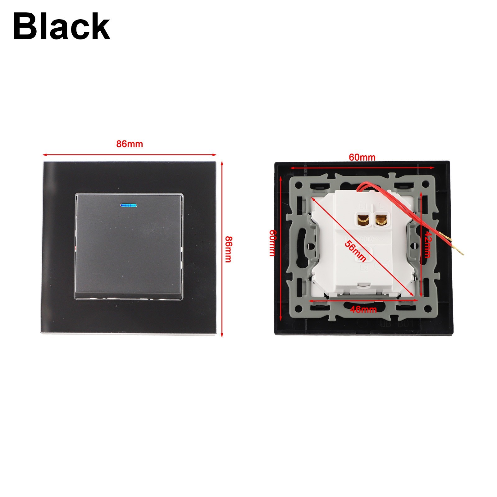 Contemporary Design Rocker Switch Tempered Glass Material European Standard