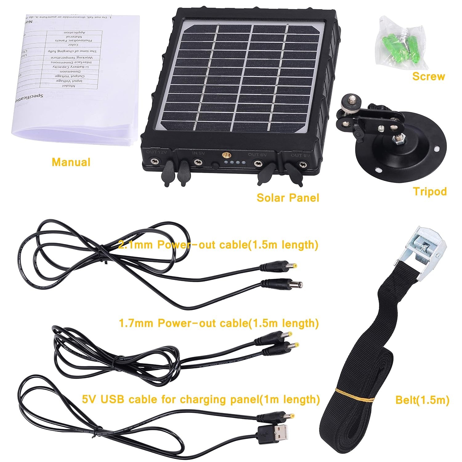 8000mAh Solar Power Panel 3W for Trail Camera 12V 9V 6V Solar Panel Accessory