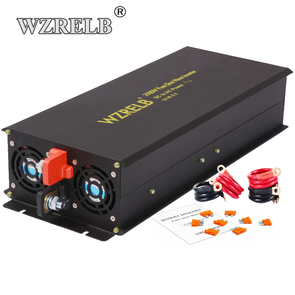Pure Sine Wave Inverter 12V DC to AC 110V 120V Power Converter 2500W Home Car RV