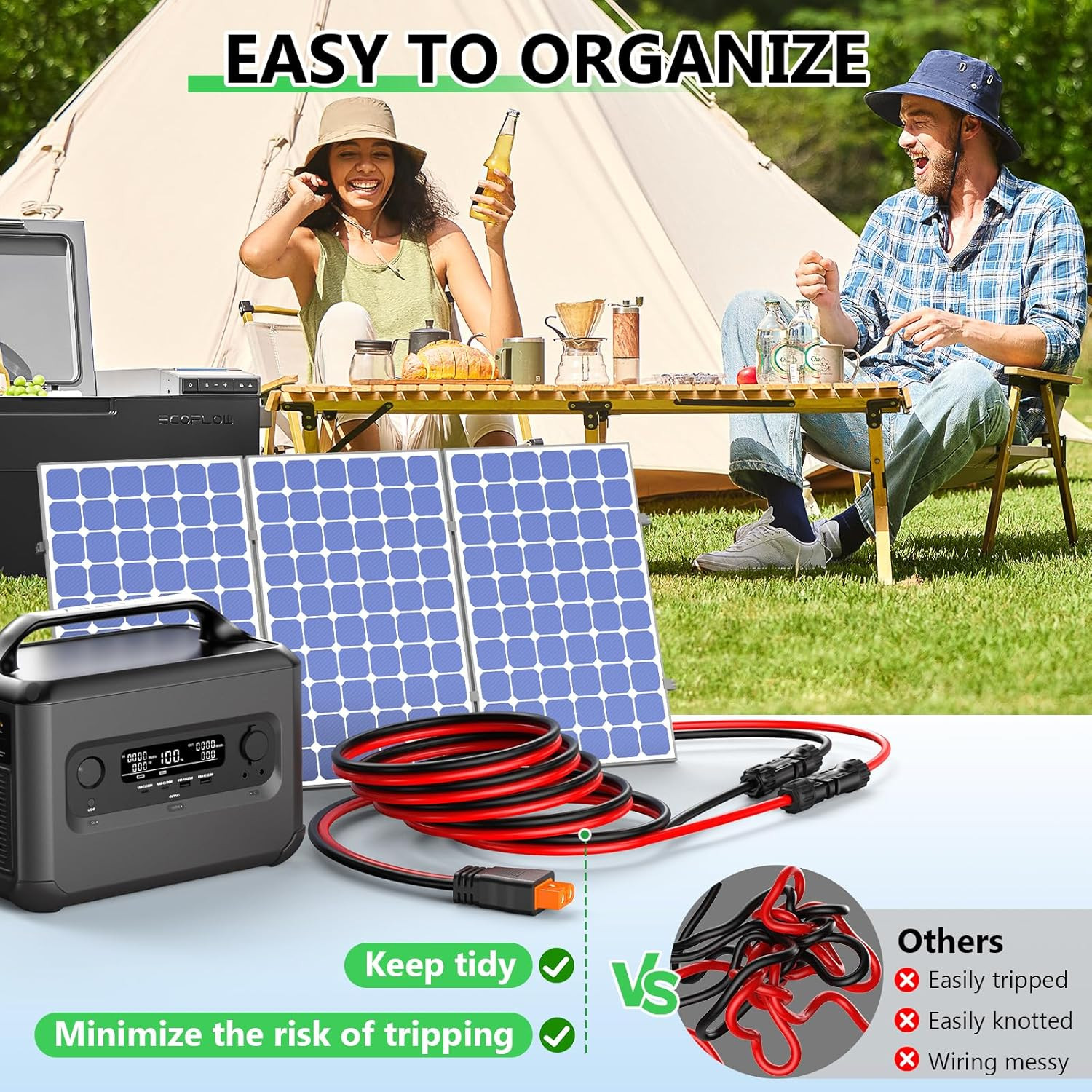 Solar to Xt60I Extension Cable 10AWG 30FT Xt60I Female to Male Connector for RV