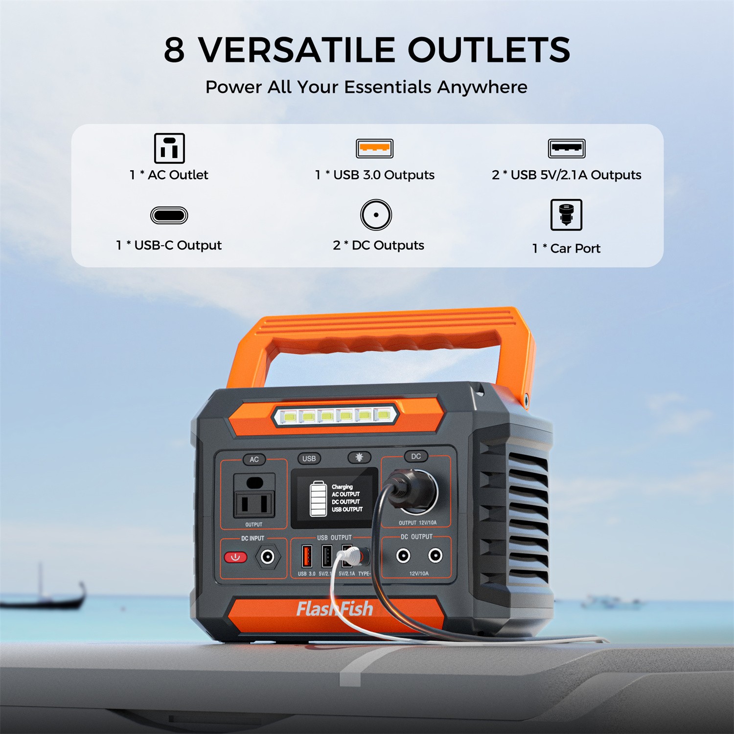 FlashFish 300W Portable Power Station Generator RV Li-ion with 100W Solar Panel