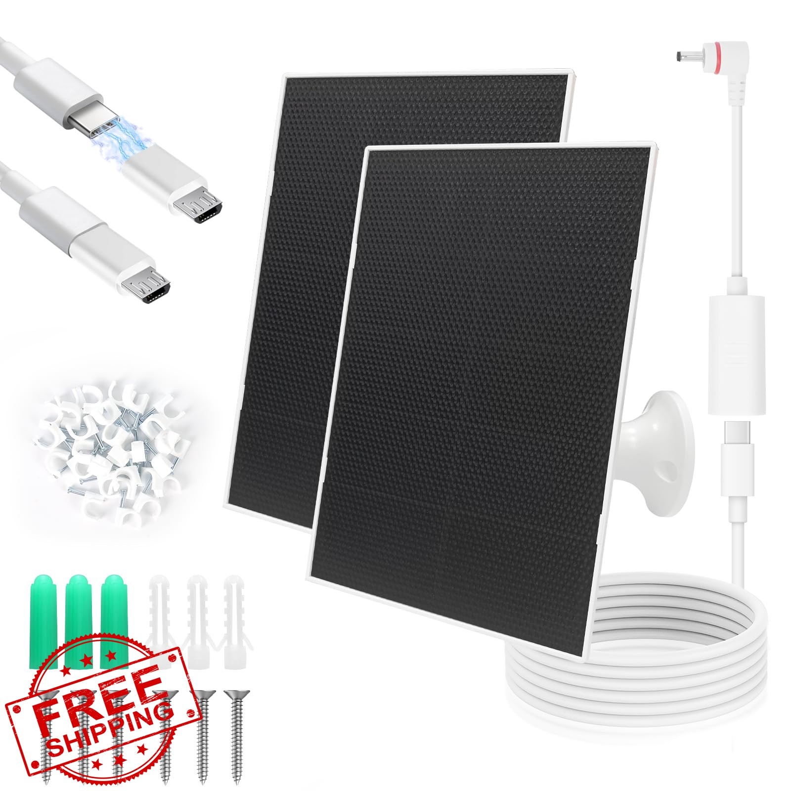 YYTDDUUU 4W Solar Panel Type C Micro USB Milky White Outdoor Camera