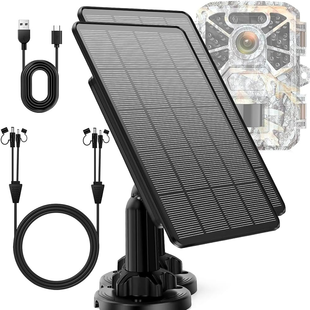 Updated Version 2Pack Trail Cameras Solar Panel 12V/1A 6V/2A with Build-In 4000M
