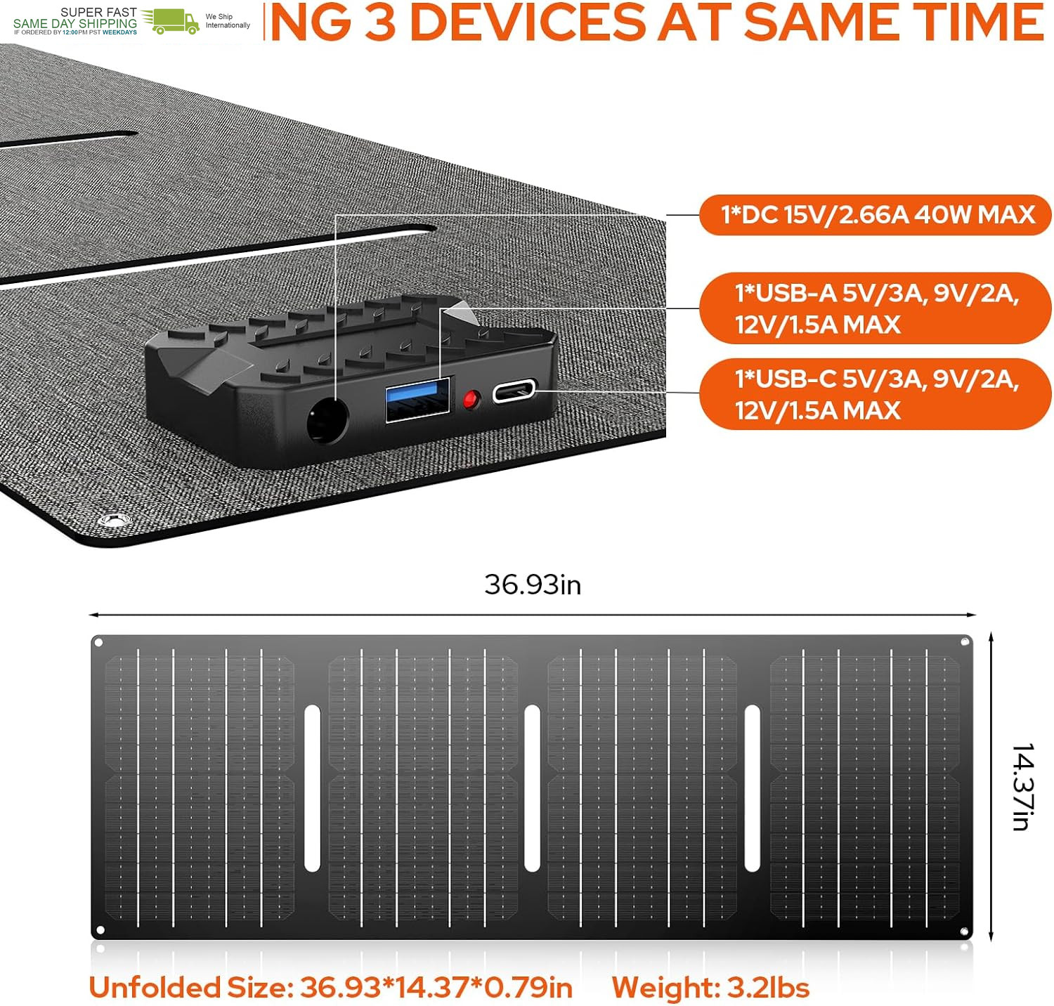 Portable Power Station with Foldable 40W Solar Panel, 100W Solar Powered Generat