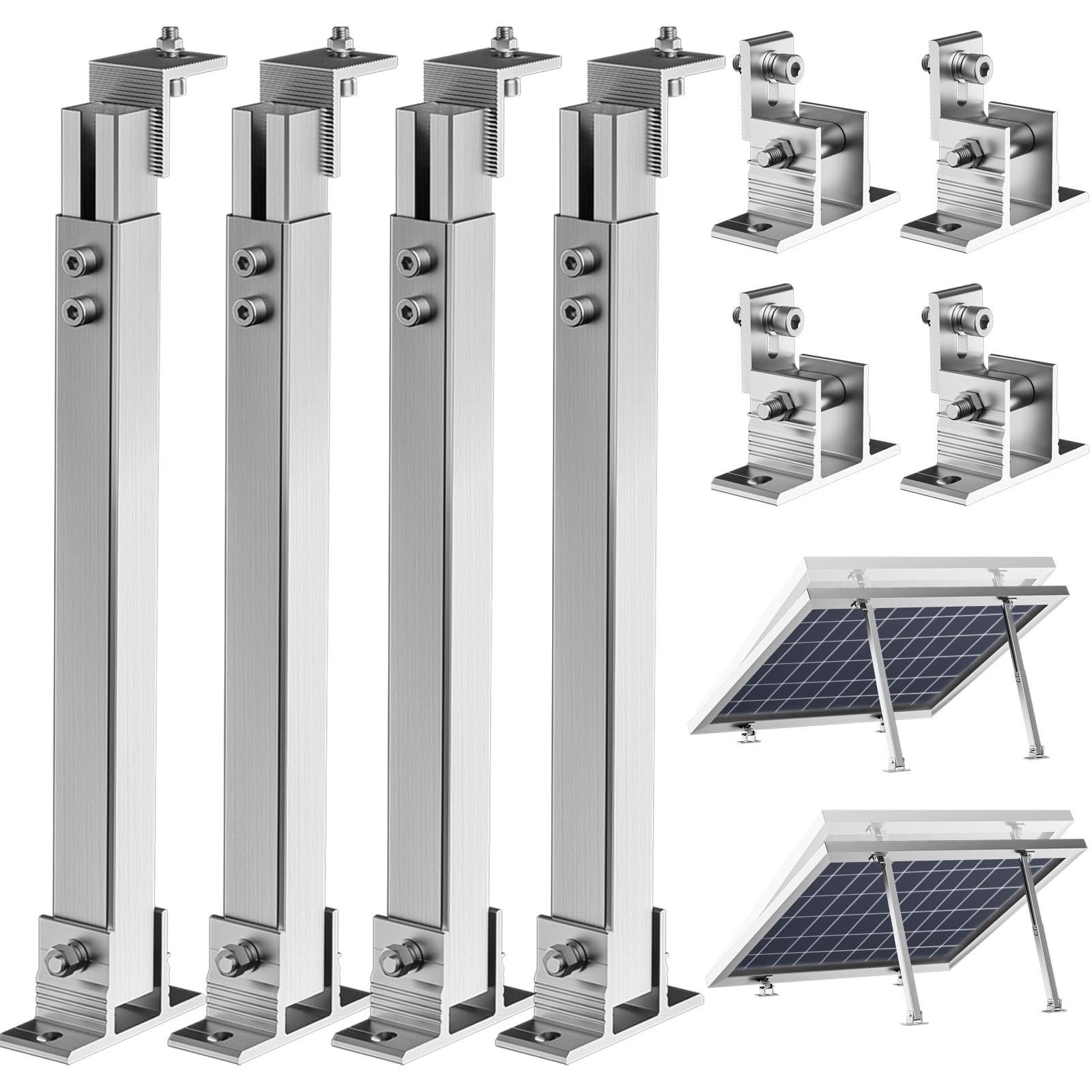 2 Sets Adjustable Solar Panel Tilt Mount Brackets for 50W-400W Panels Boat RV