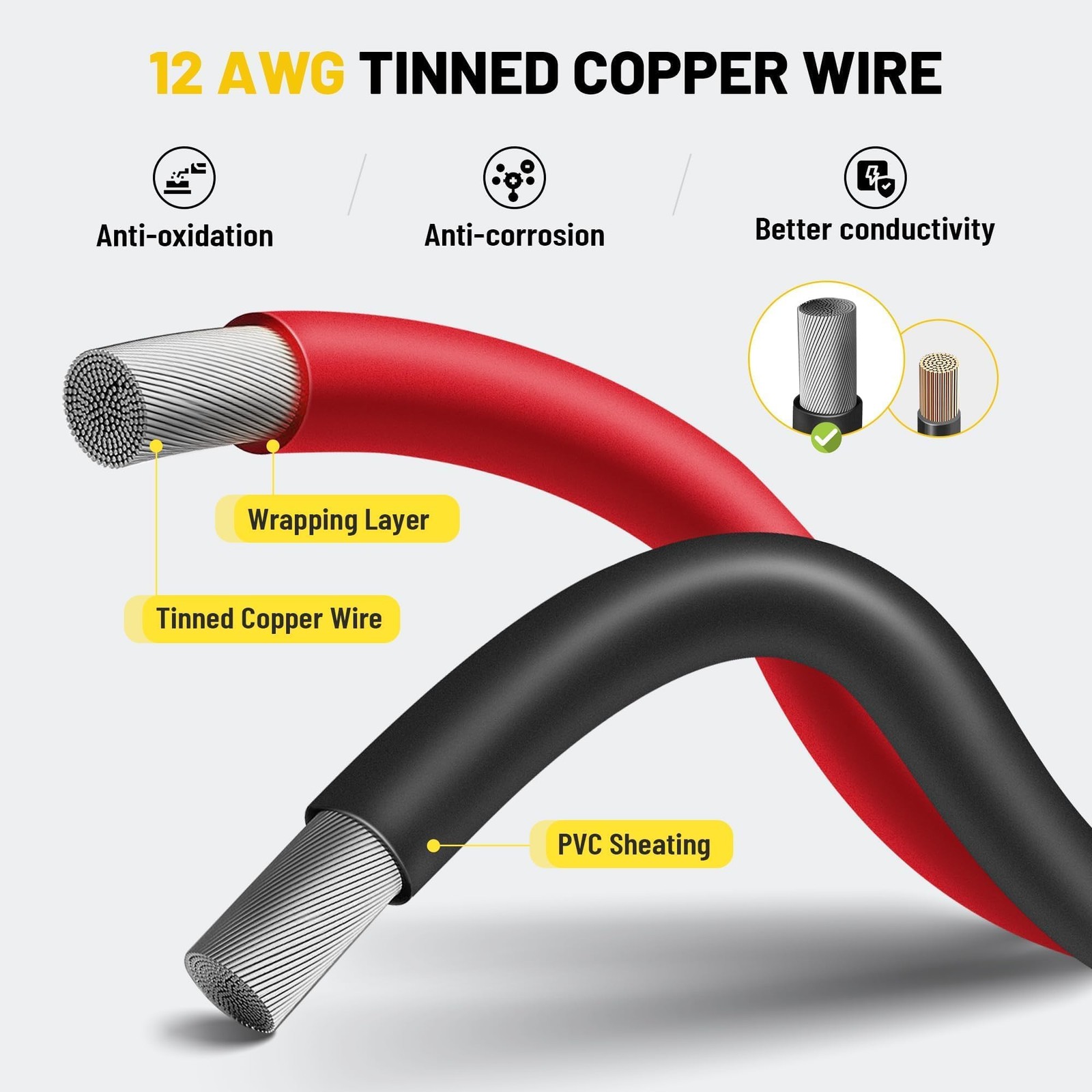 8PCS 12AWG SAE Connector Cable 1 Feet 2 Pin SAE Single Plug Quick Connector D…