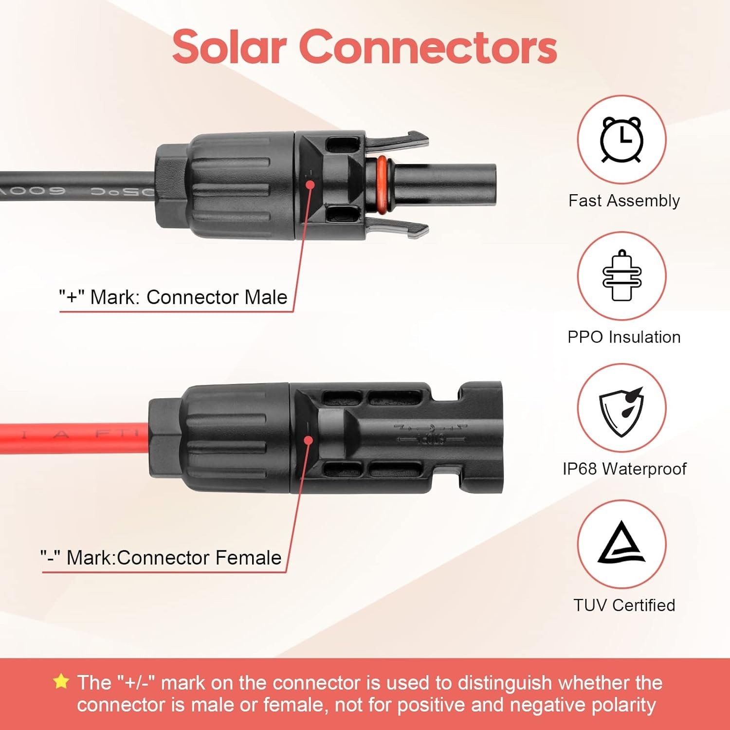 10AWG Solar Panel Cable Connector Kit, Compatible with Solar Connector and An…