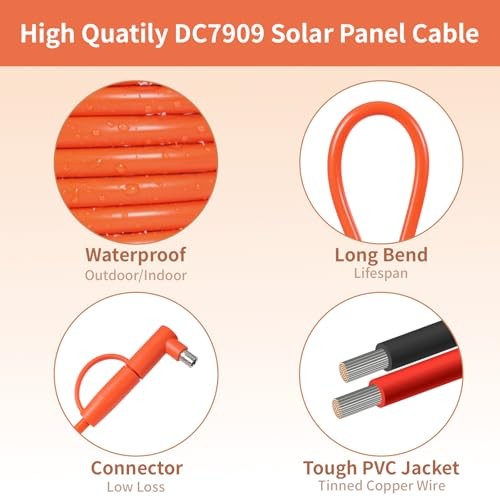 Solar Connector to DC 8mm Adapter Cable 12AWG + 14AWG Tinned Copper Wire 10FT