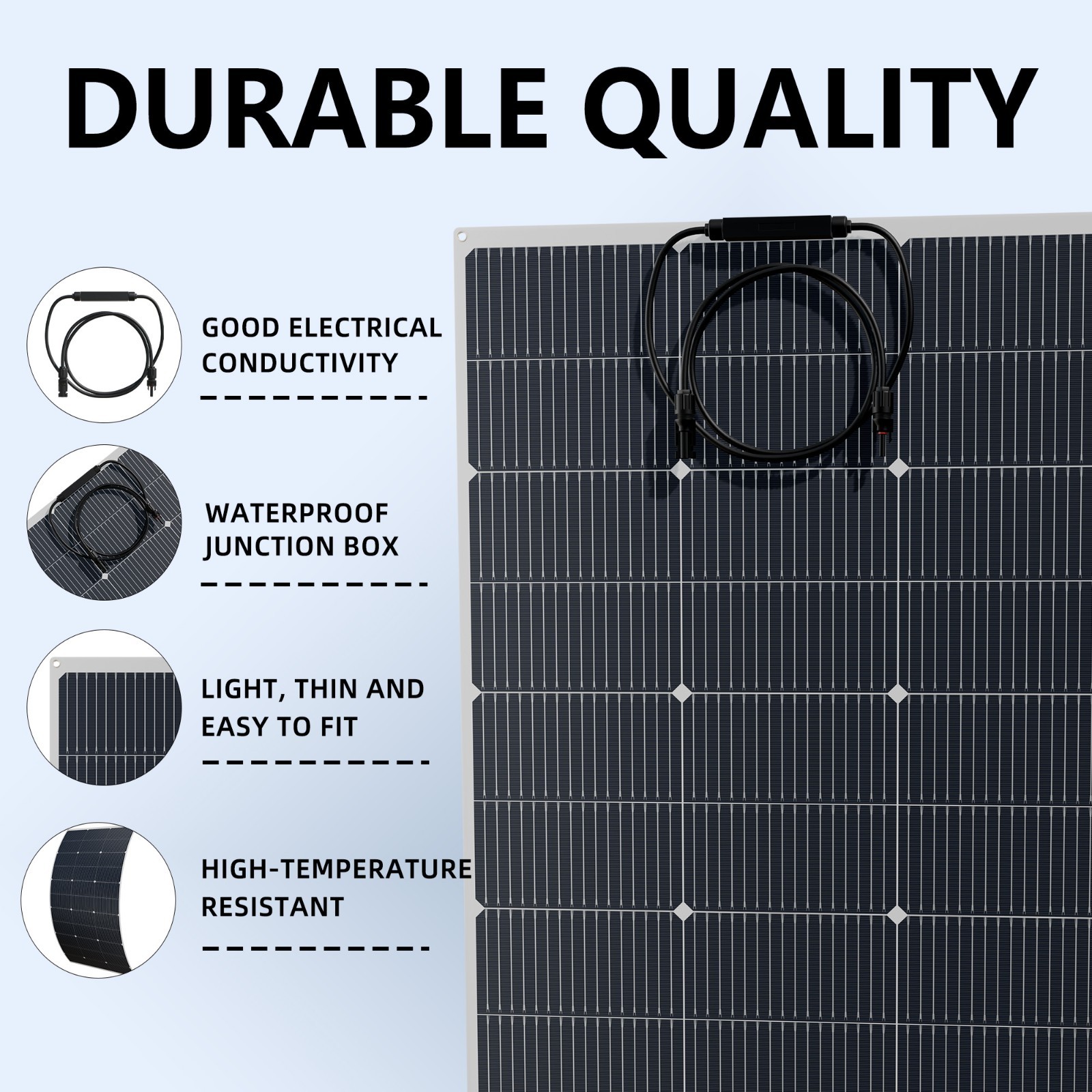 130W 18V Flexible Solar Panel Waterproof IP67 Monocrystalline Solar Cell Power