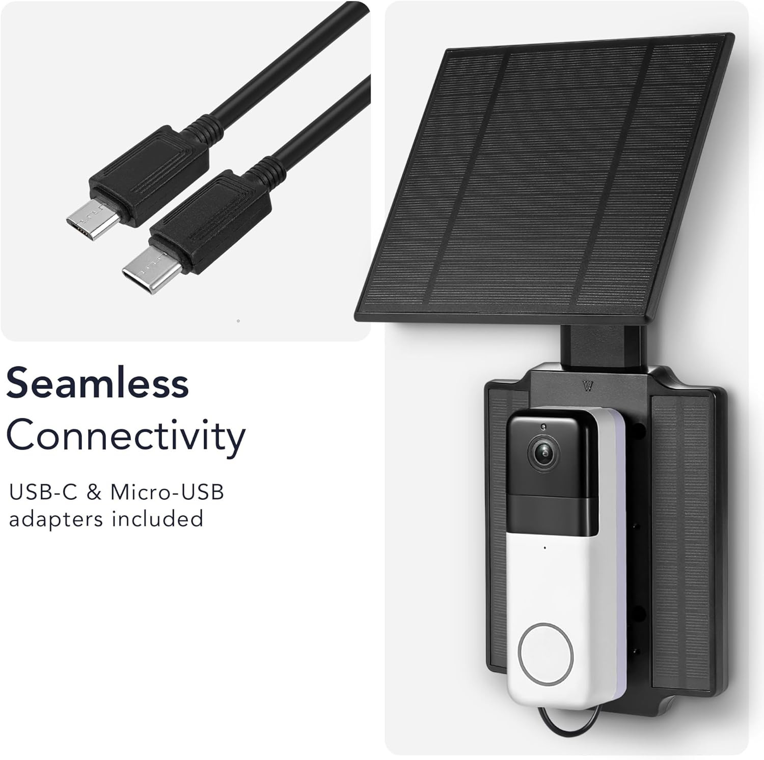 Universal Solar Charger for Ring Doorbell & Wyze Video Doorbell Pro – 2.5W