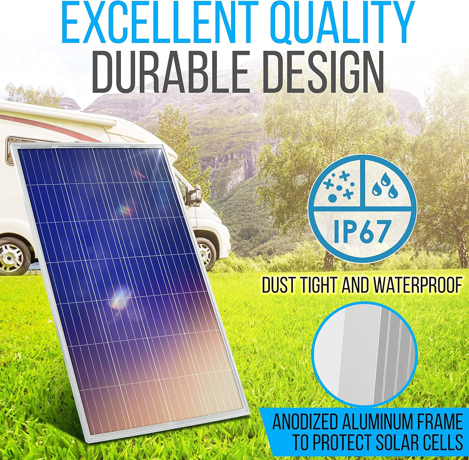 Serenelife 200 Watt 12V Portable Solar Starter Kit with 2 Pcs 100W Monocrystalli