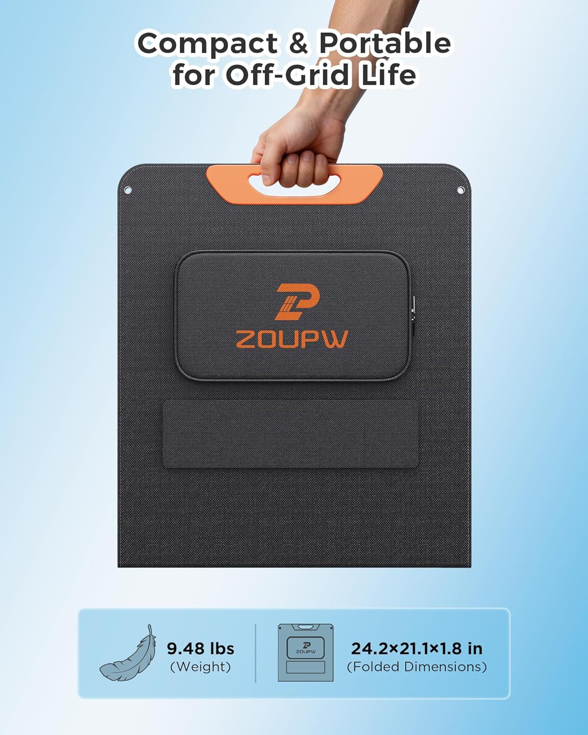 100W Portable Solar Panel with 5-In-1 Cable,23.5% Efficiency Mono Foldable Solar