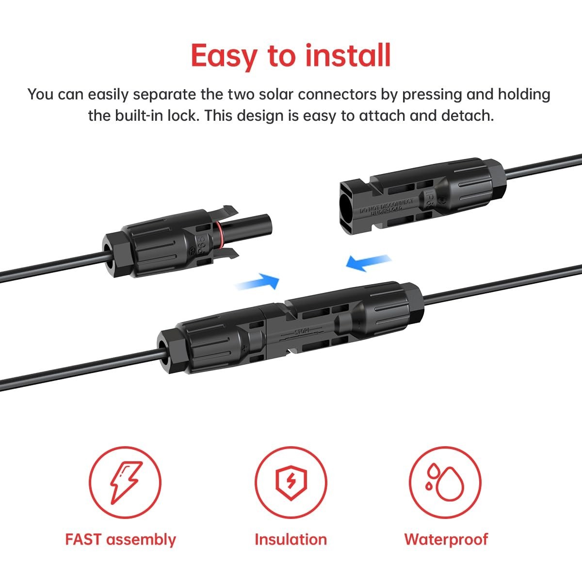 6FT XT60 Solar Extension Cable, 12AWG Connector for Solar Panels & Power Station
