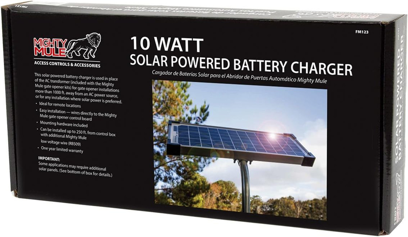 10 Watt Solar Panel Kit (FM123) for Automatic Gate Openers,Black Cell