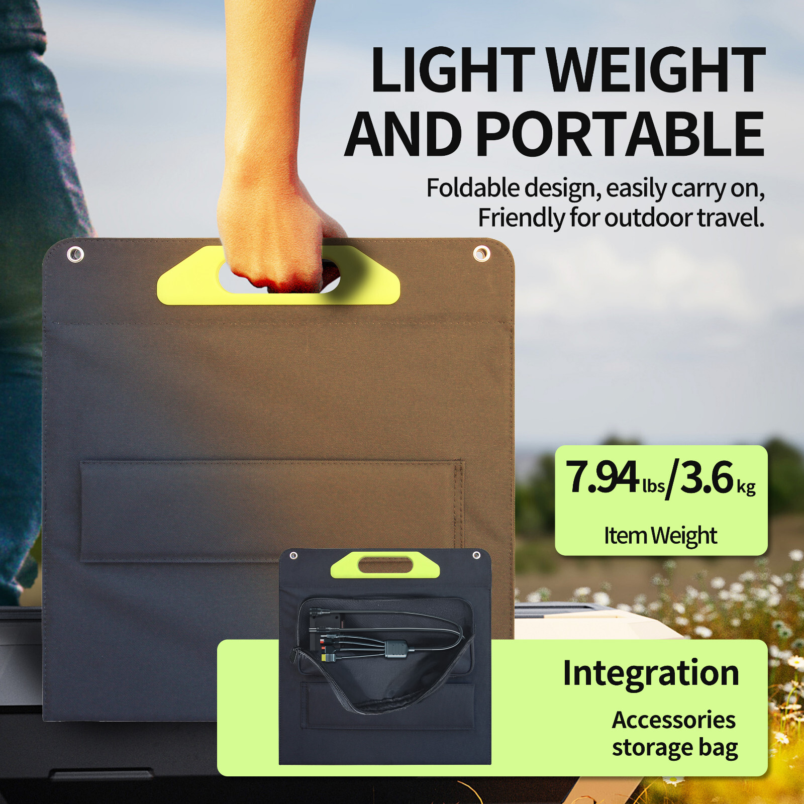 Greenmagic 120W 20V Portable Foldable Solar Panel for Generator Power Station RV