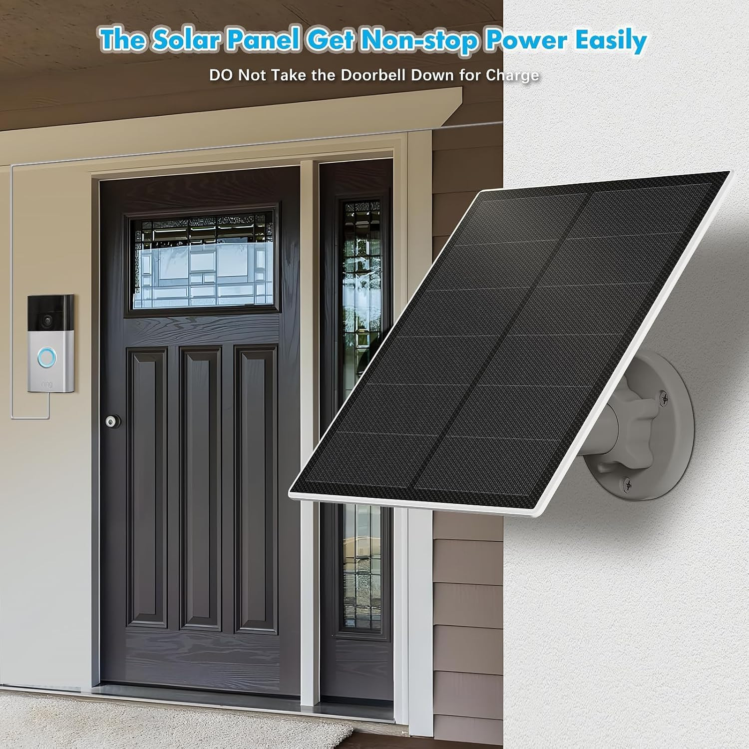 5W Solar Charger for Ring Video Doorbell 3/3 Plus/4, Waterproof, Adjustable Moun