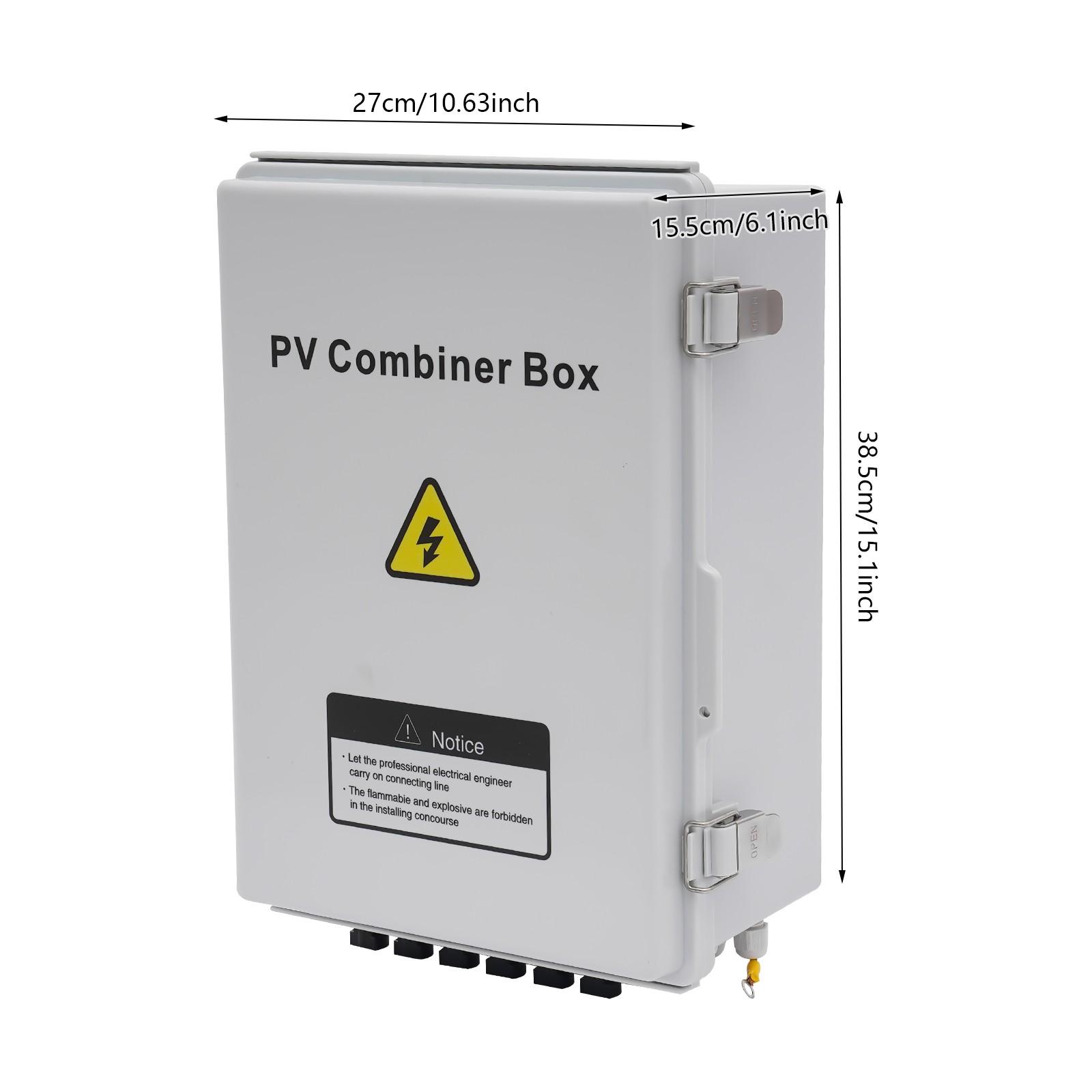 Solar PV Combiner Box With Lightning Protection 63A 6 strings For Solar Panel