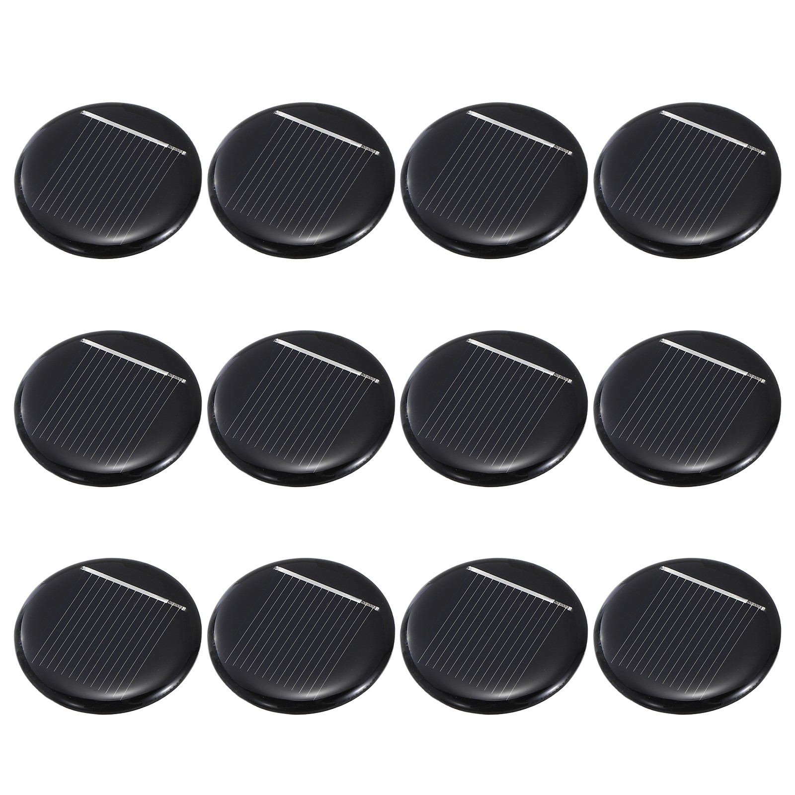 12Pcs 0.5V 0.07W 140mA Round Solar Panels, Solar Photovoltaic Power Cells