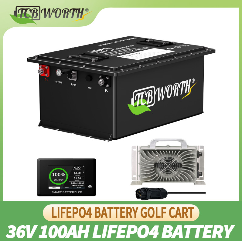36V 100Ah Golf Cart Lithium LiFePO4 Battery 200A BMS Deep Cycle 10Years-Lifetime