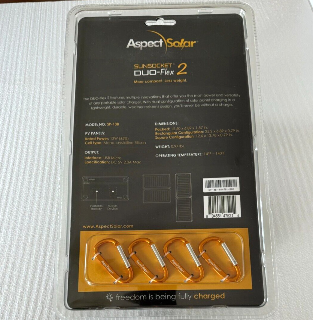 Aspect Solar’s DUO-Flex2 SP-138 Solar Charger + SB-30A Battery Pack BRAND NEW