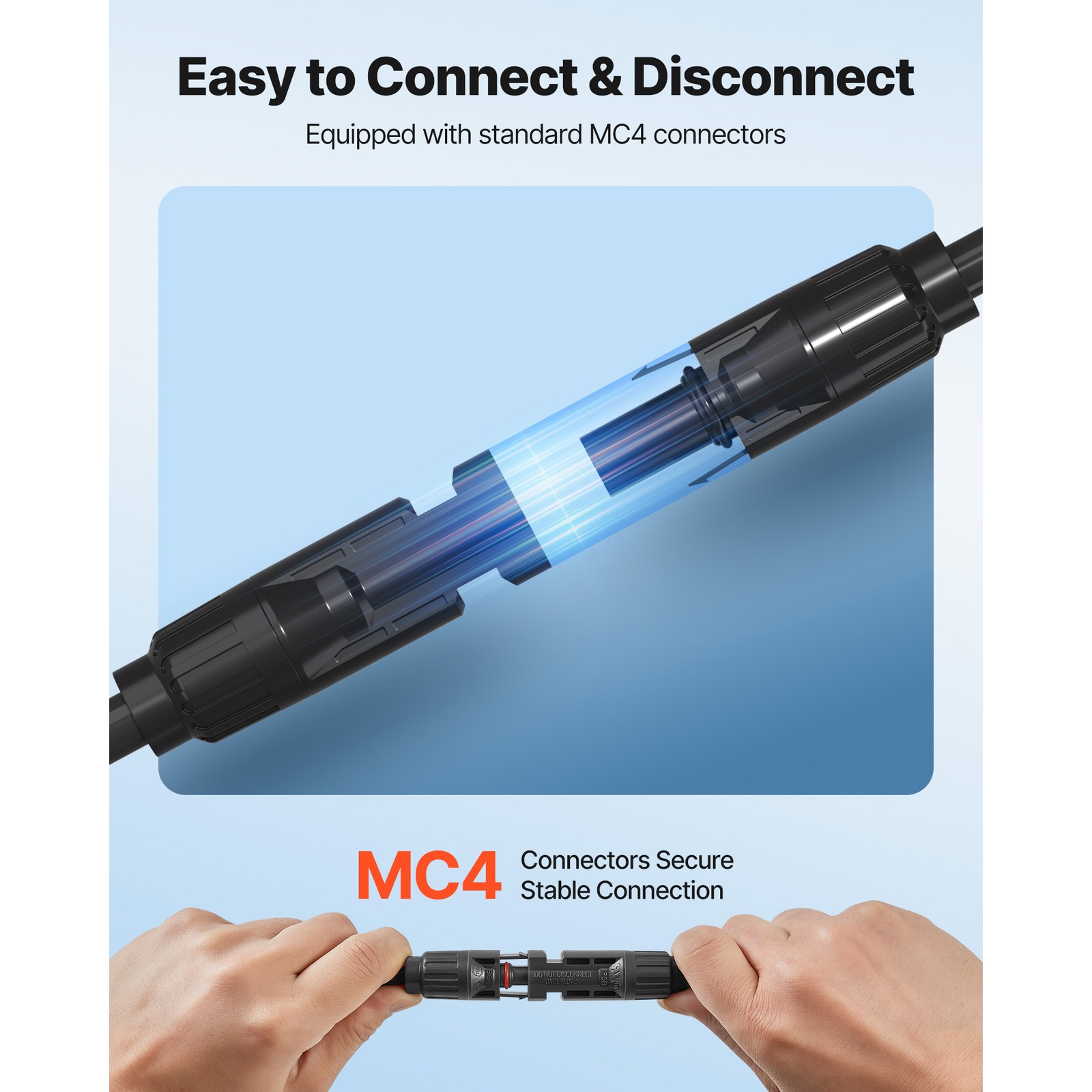 Uimoso 65 ft 10 AWG Solar Extension Cable with Connectors for Solar Panels