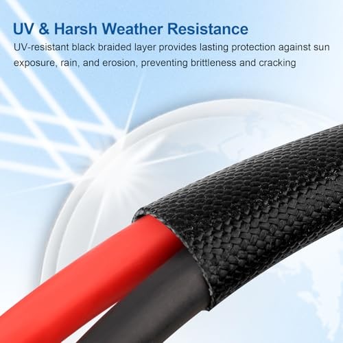 10AWG Solar Panel Extension Cord 50FT Waterproof PV Wire