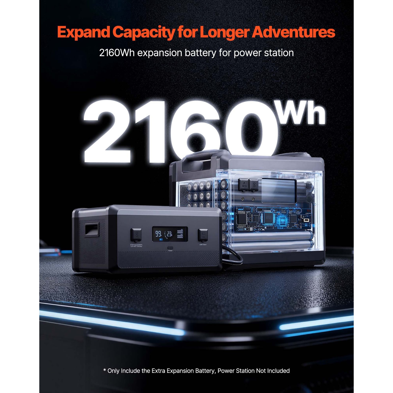 Uimoso Extra Battery for Portable Power Station 2160Wh LiFePO4 Expansion Unit