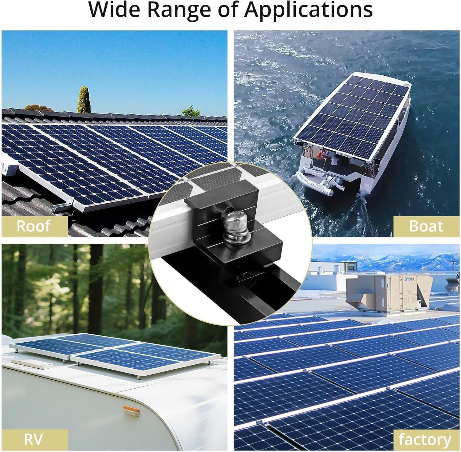 Solar Panel Mounting Brackets,Included 10×4.72 in Rails+4 end Clamps+6 Center