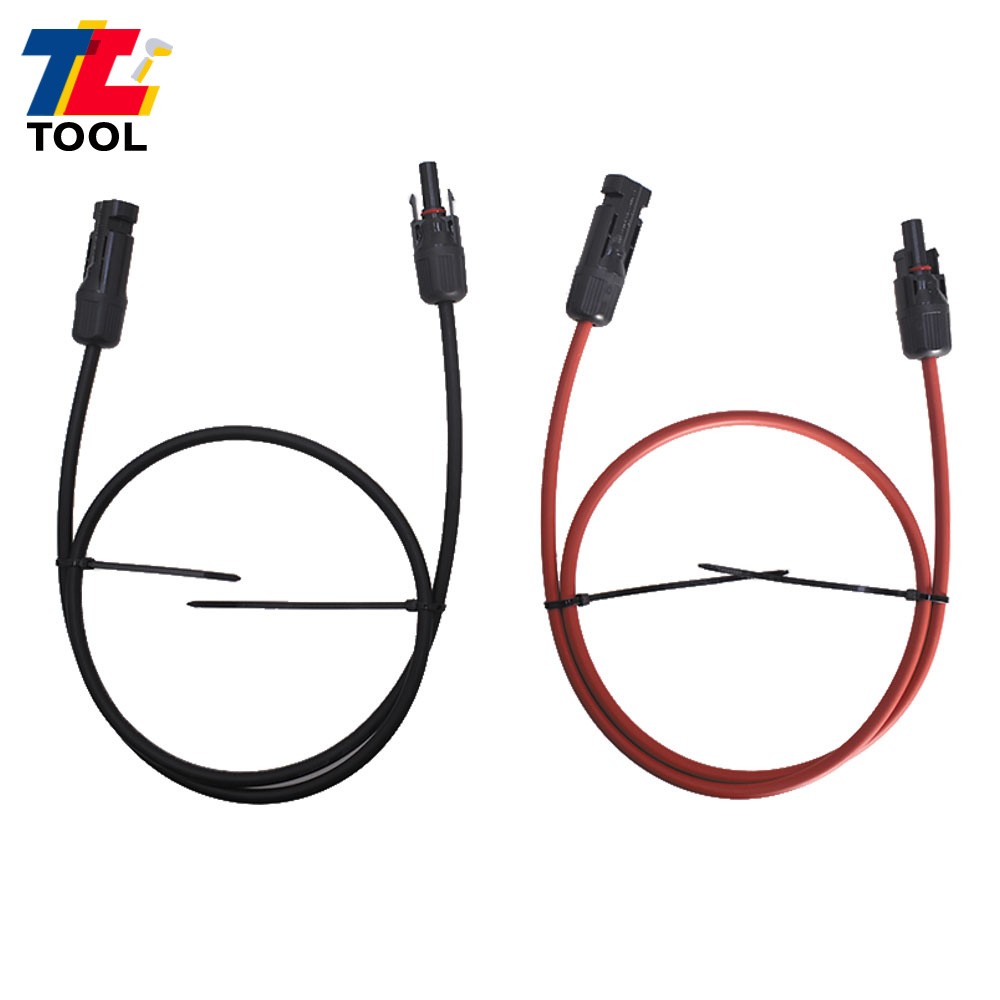 1 Pair Black + Red 3 Feet Solar Panel Extension Cable Wire Connector 10 AWG