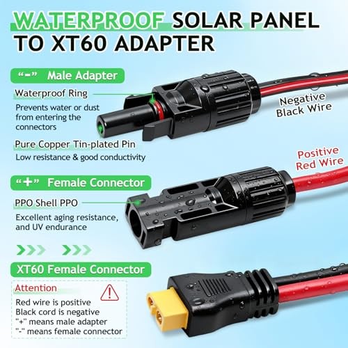 Solar Panel Extension Cable, 10AWG to XT60 Charge Extension Cable, MC4 – MC4