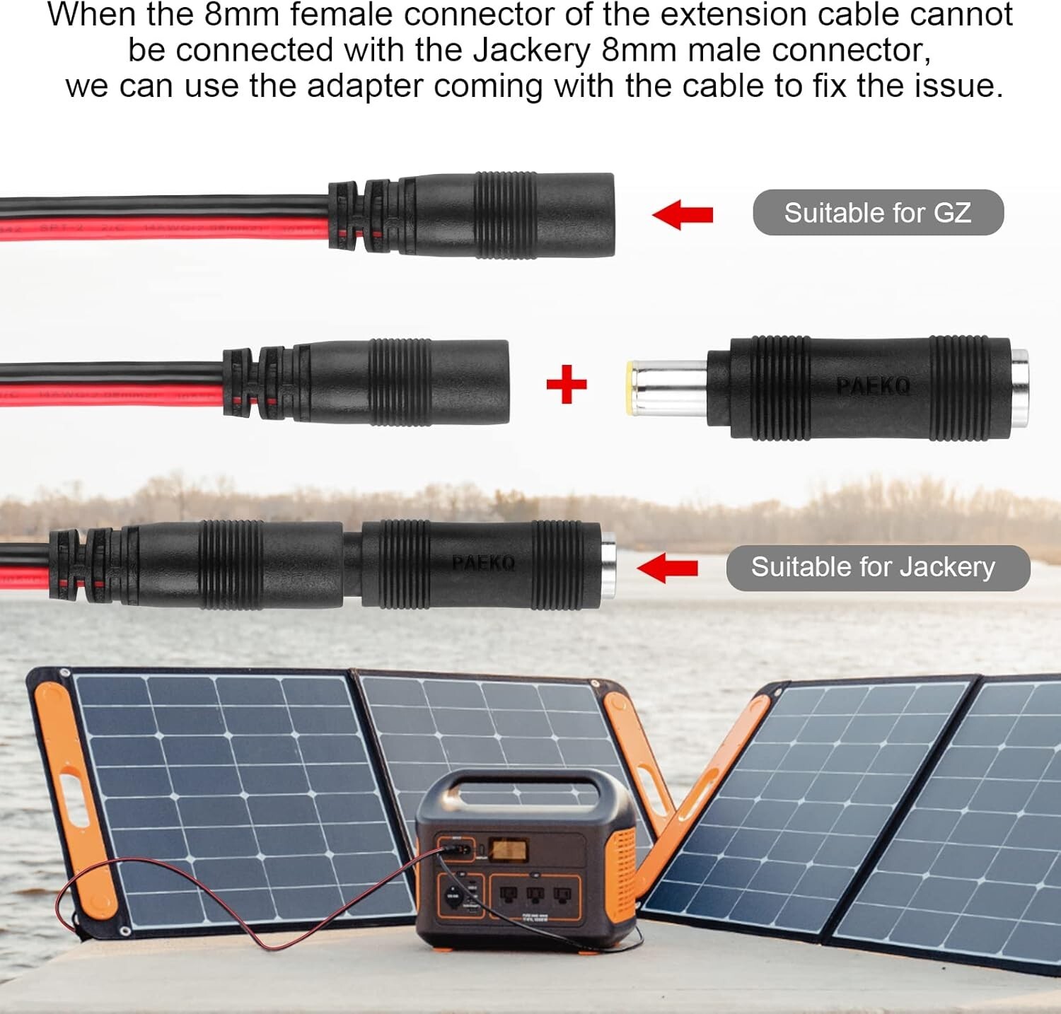 DC 8mm Female to SAE Connector Adapter 14AWG Cable Wire, Suitable for Solar P…