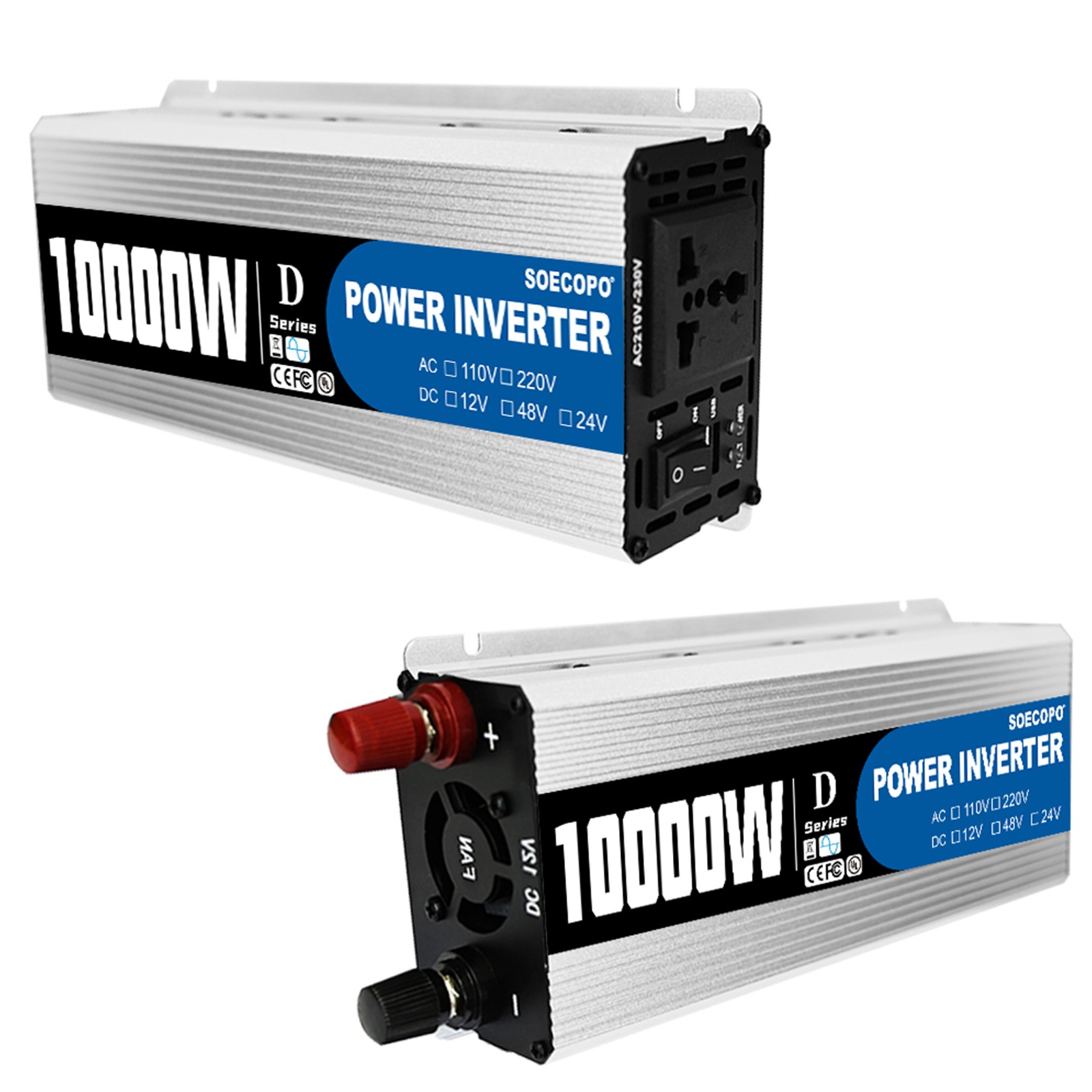 10000W Inverter (12V-110V/220V) + 2pcs Solar Panels + Charge Controller 100AaH