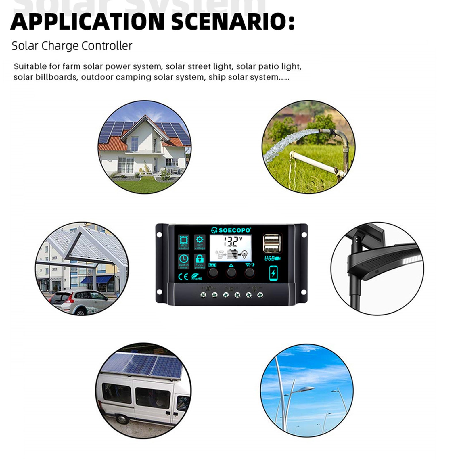 Pure Sine Wave Inverter 7000W Solar System Kit 100A Controller DC12V AC110 220V