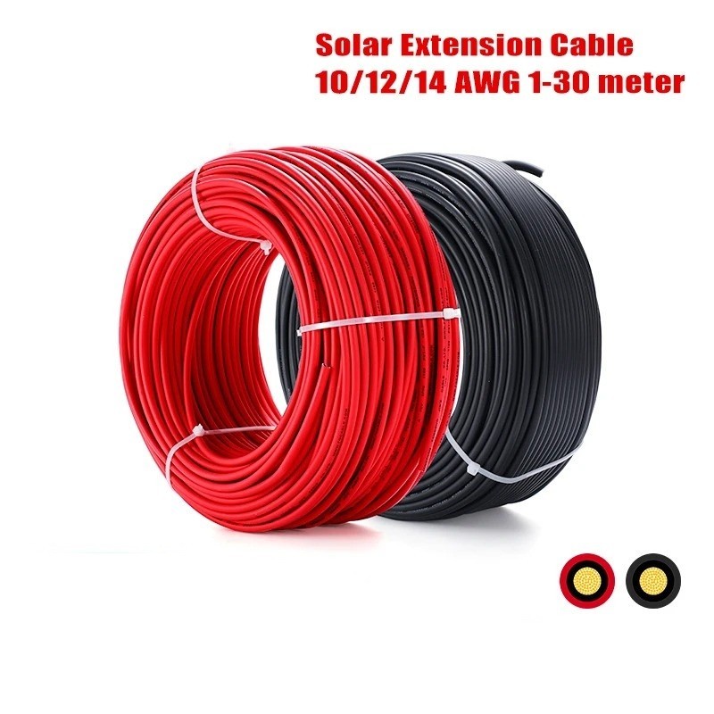 PV Cable 2.5/4/6mm² 10-14AWG 1-30M Wire with Panel Connector Stecker Set