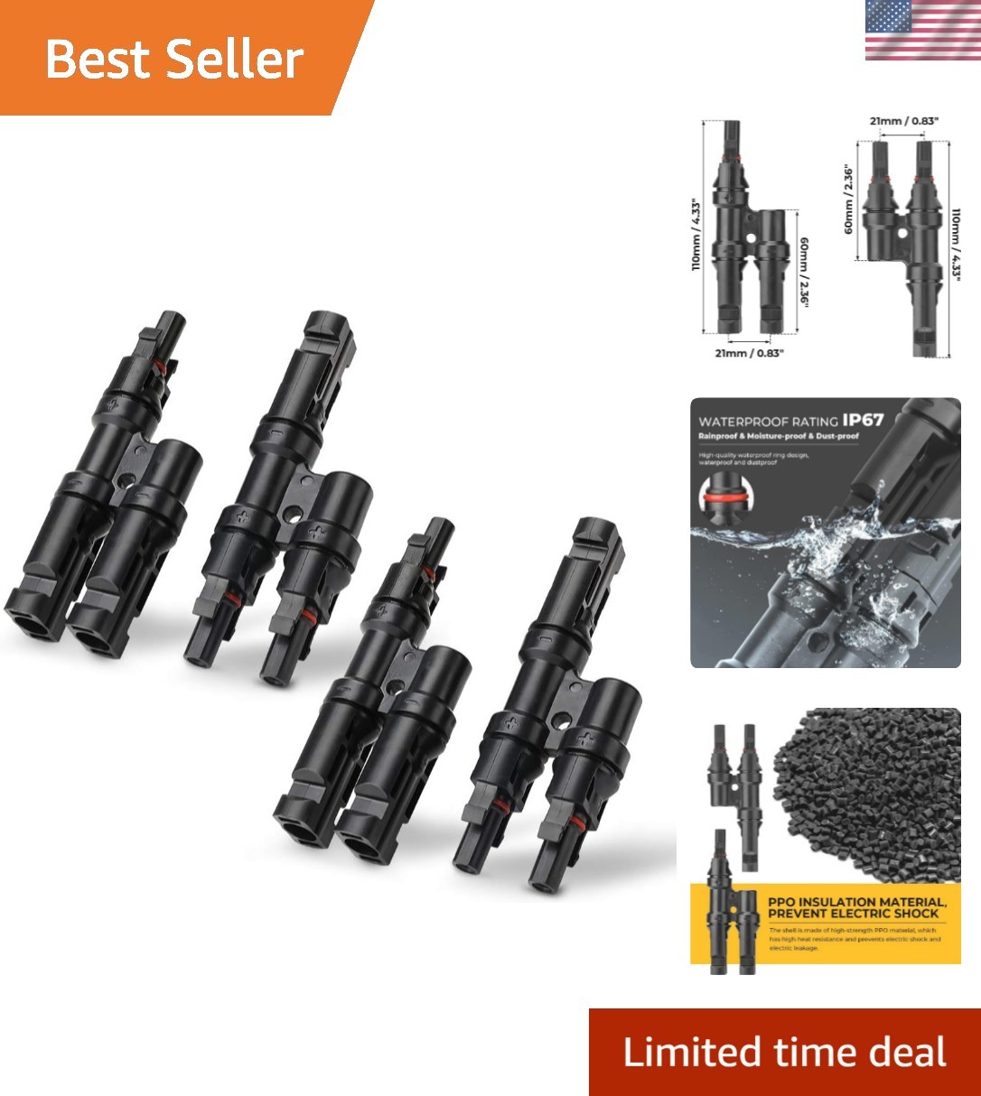 Effortless Solar Panel Connection – 2 Pairs Y Connectors, Tech Support Included