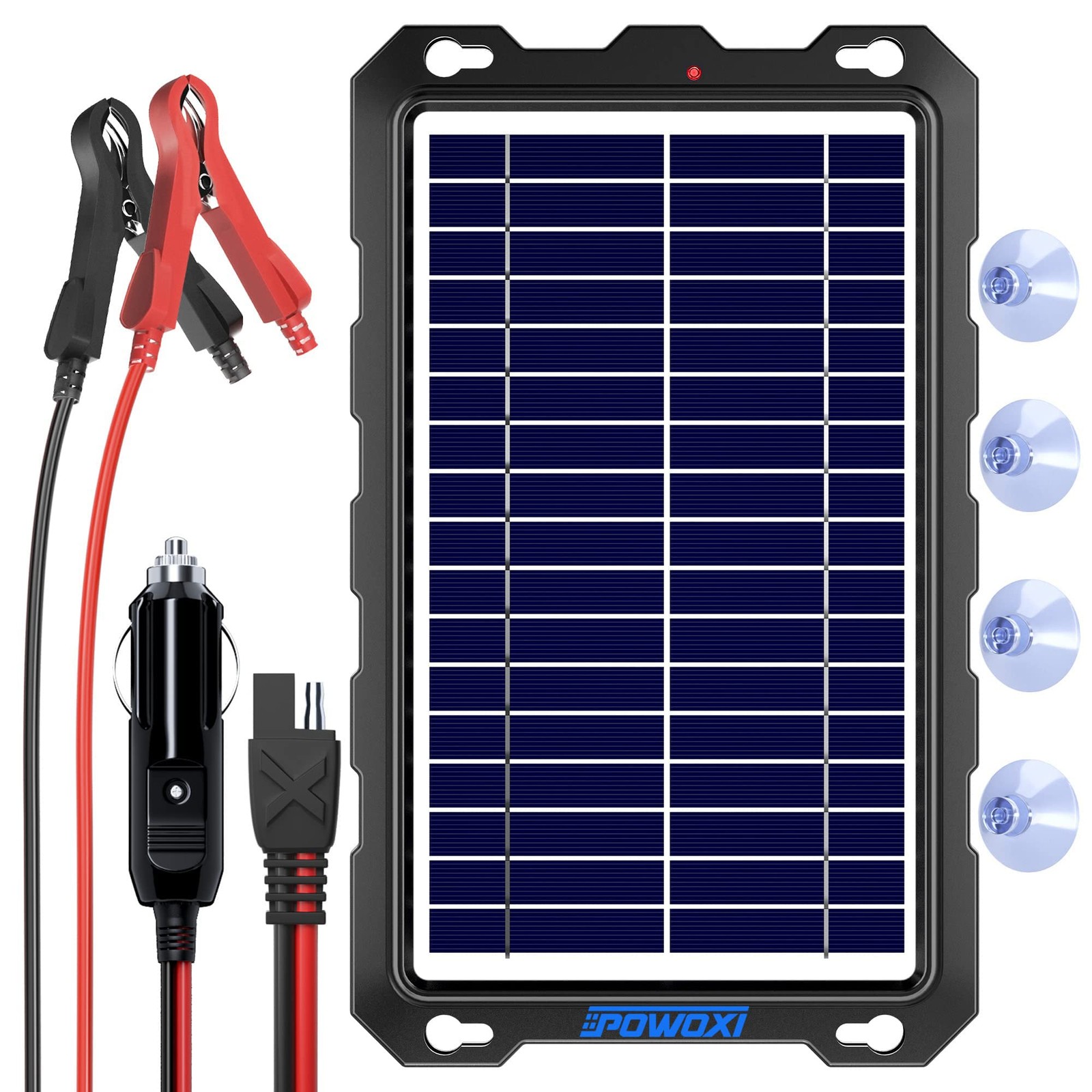POWOXI Upgraded 7.5WSolarBatteryTrickleChargerMaintainer12V Portable Waterpro…