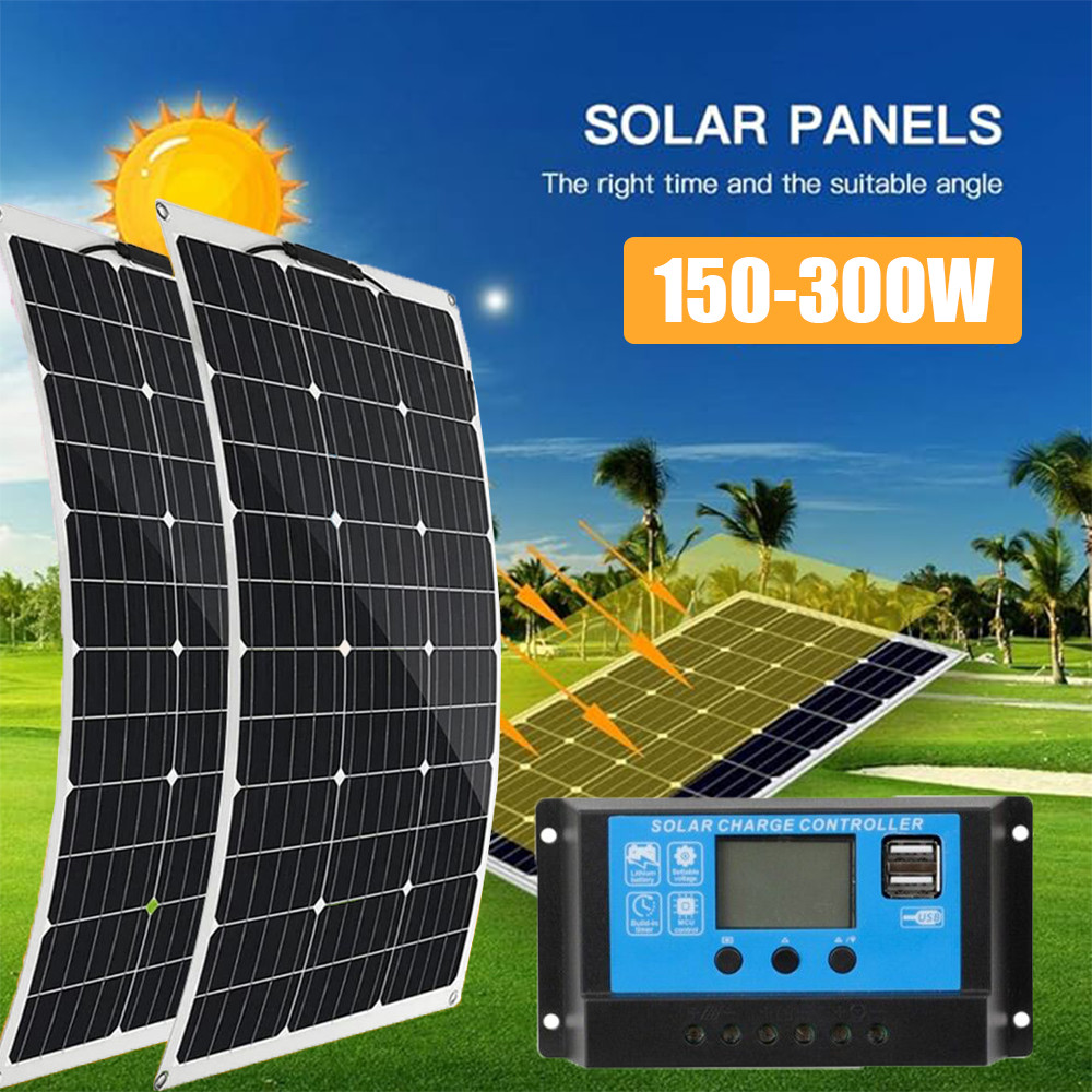 Lightweight 150W 300W Solar System Panel Kits 30A PWM MPPT Charge Controller