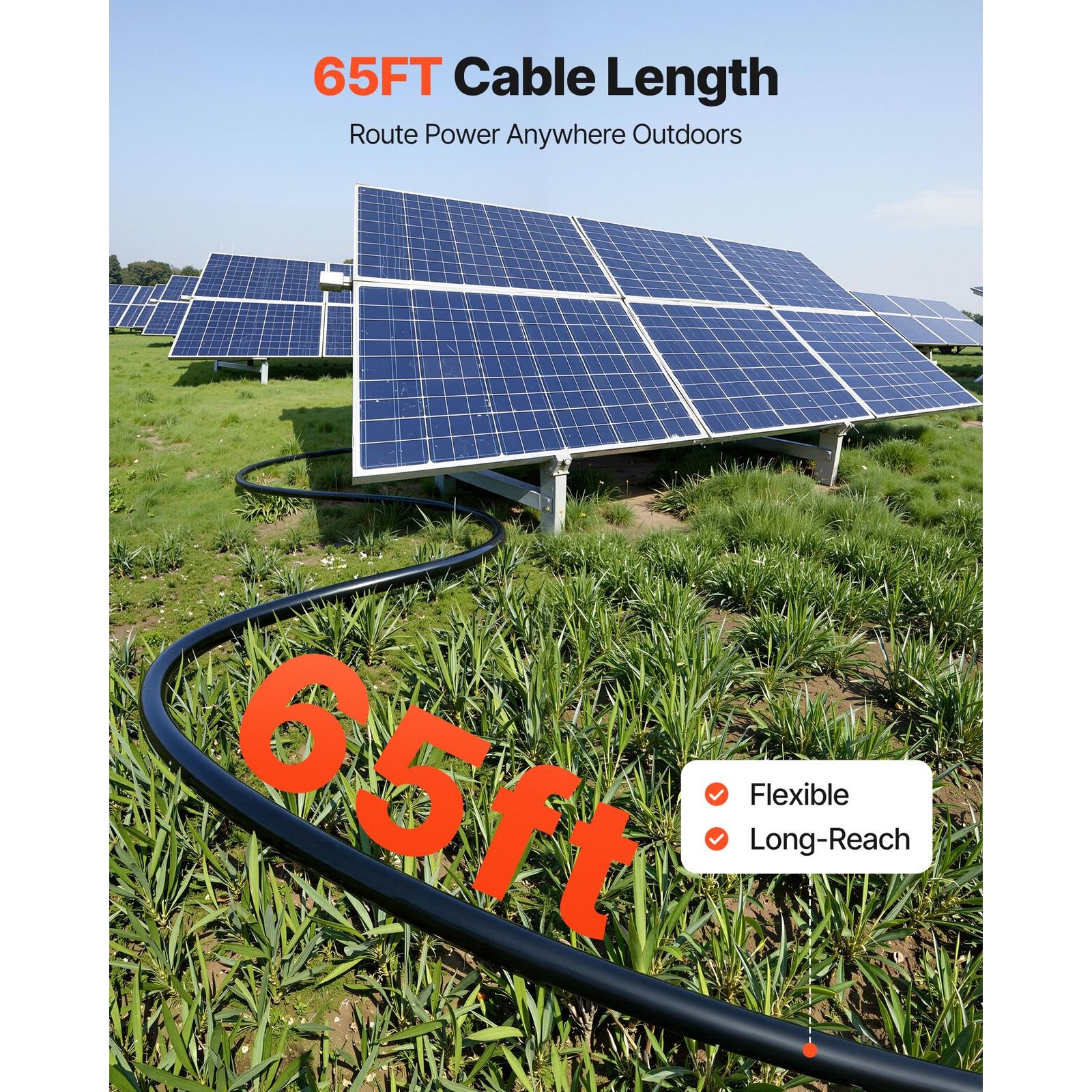 Uimoso 65 ft 10 AWG Solar Extension Cable with Connectors for Solar Panels