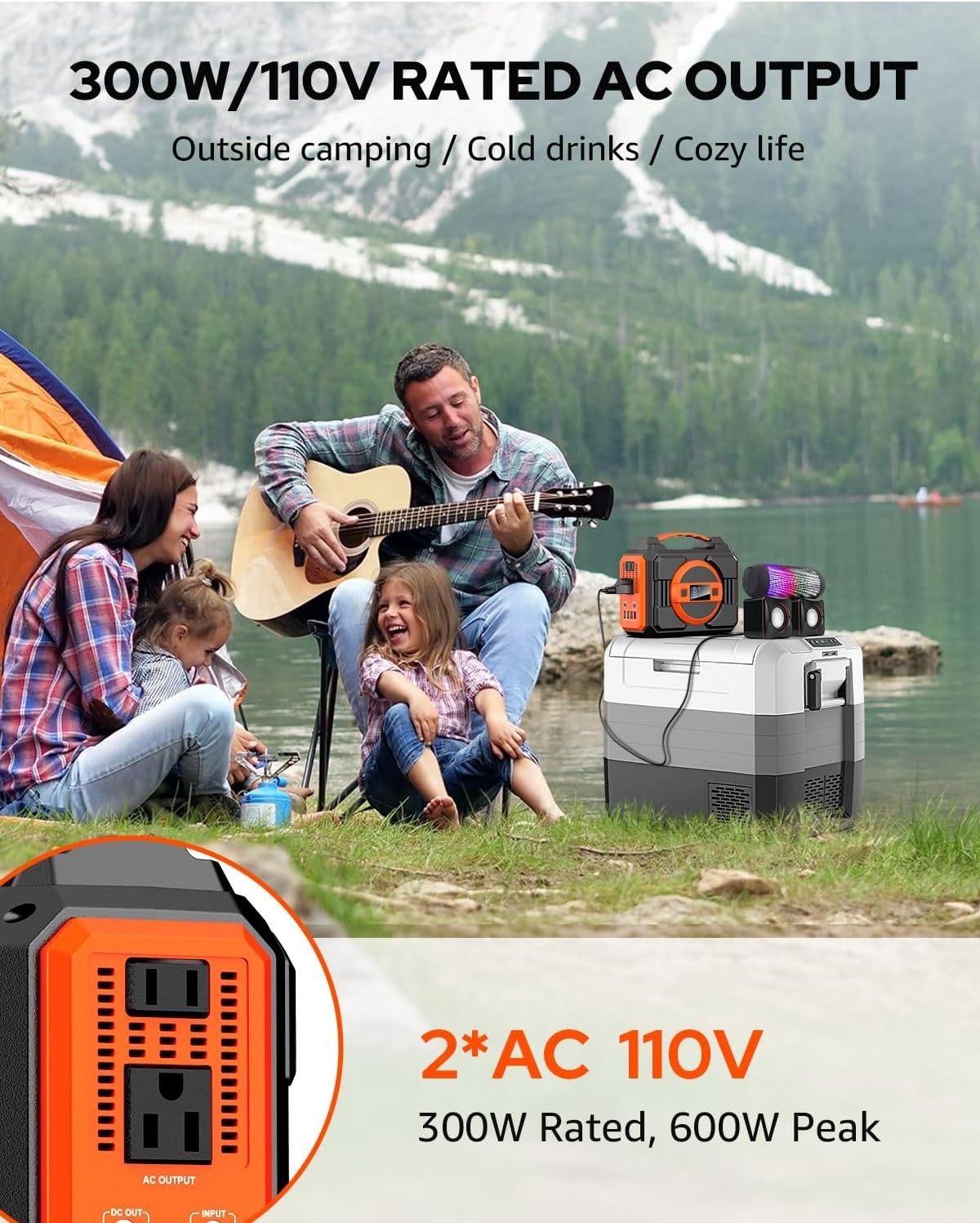 Solar Powered Generator 300W Rated, Portable Solar Generator Power Station with