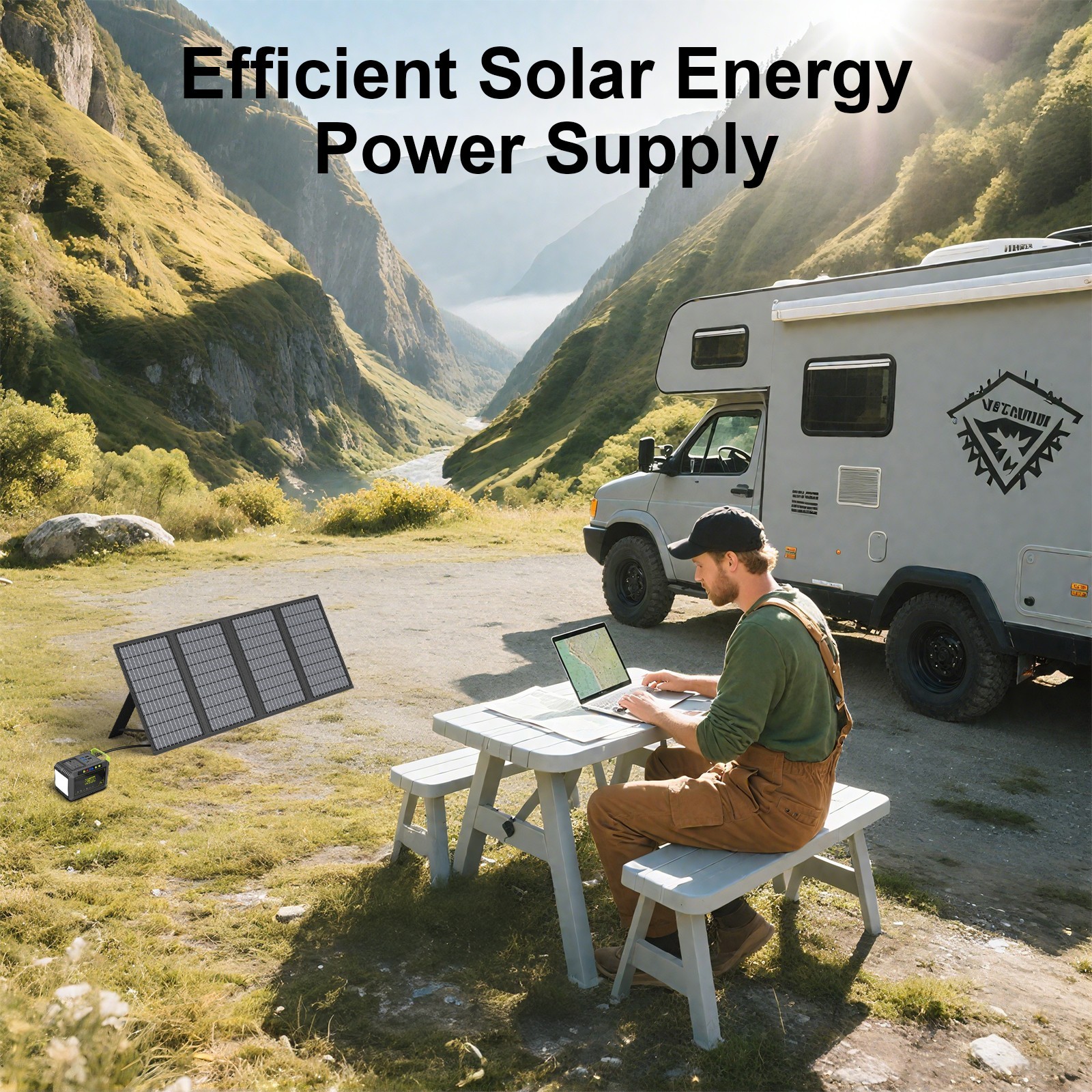MHPOWOS 60W Backpack Solar Panel for Outdoor Fan Power Bank Tablet Laptop Camera