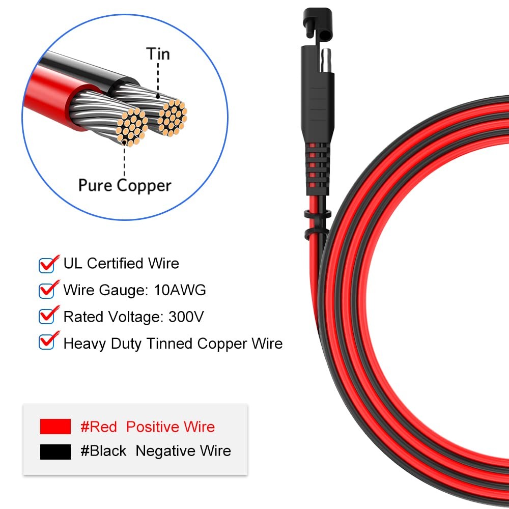 15ft 10AWG SAE Extension Cable with Quick Connect Disconnect SAE Power Connec…