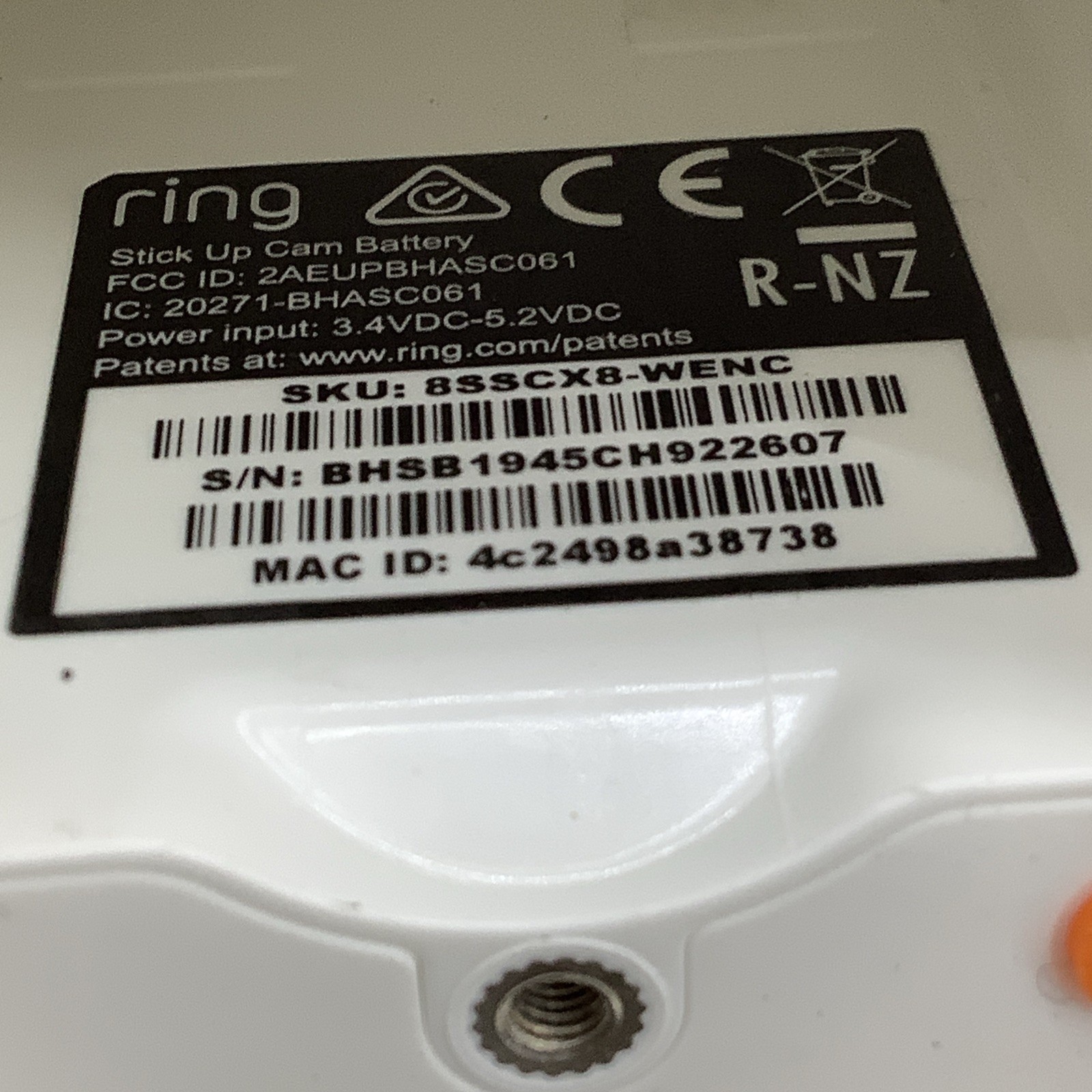 Ring Camera Stick Up Cam Spot Camera W/ Wasserstein Solar Panel Battery Charger