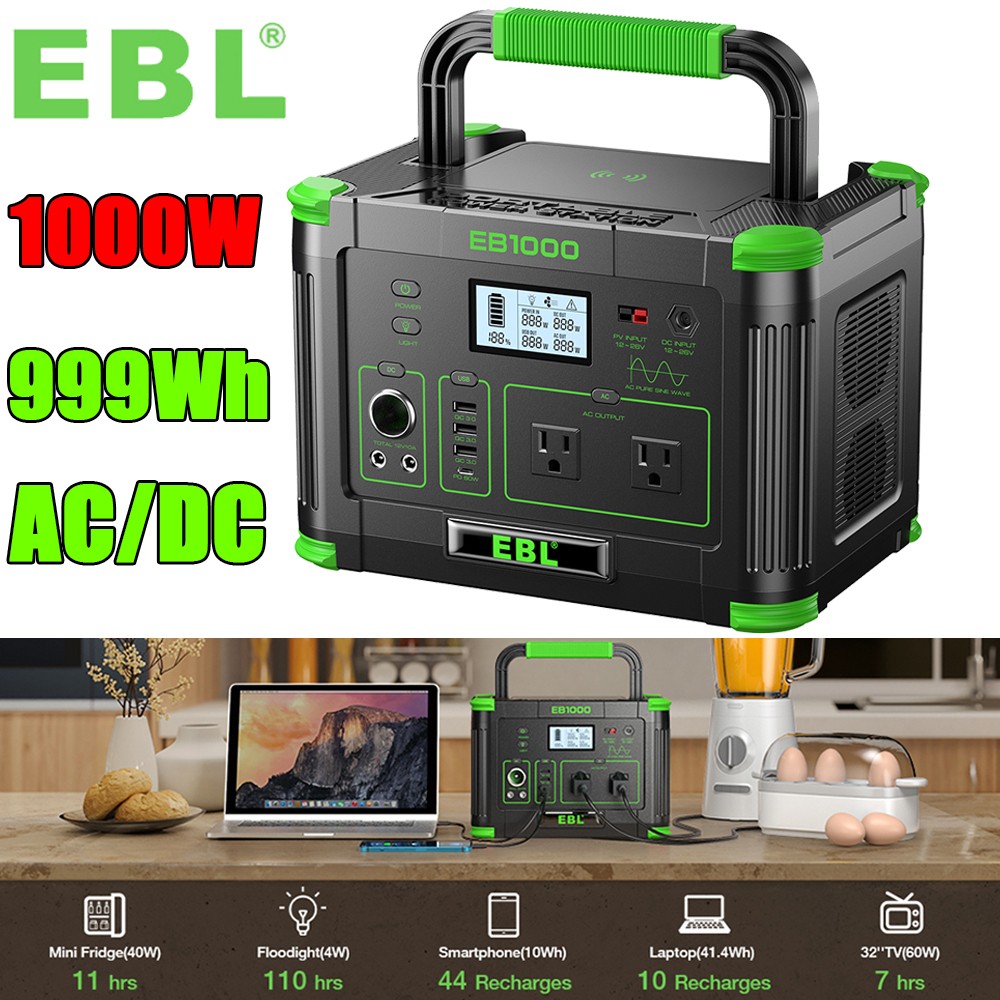 1000W/999Wh LiFePO4 Lithium Battery Portable Power Station Camping Power Sup⁣ply