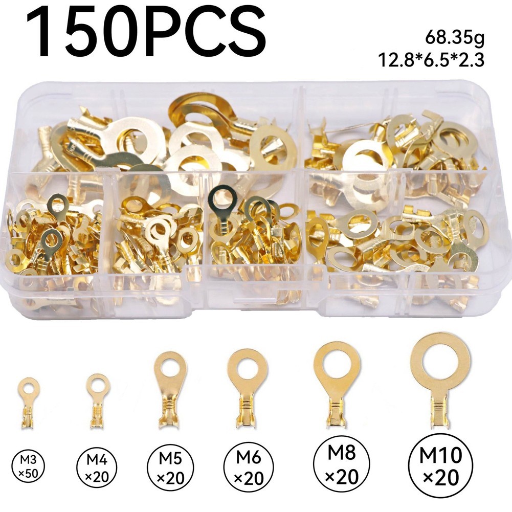 Comprehensive Ring Cable Lug Kit 150PCS Ring Type Crimp Terminal Assortment