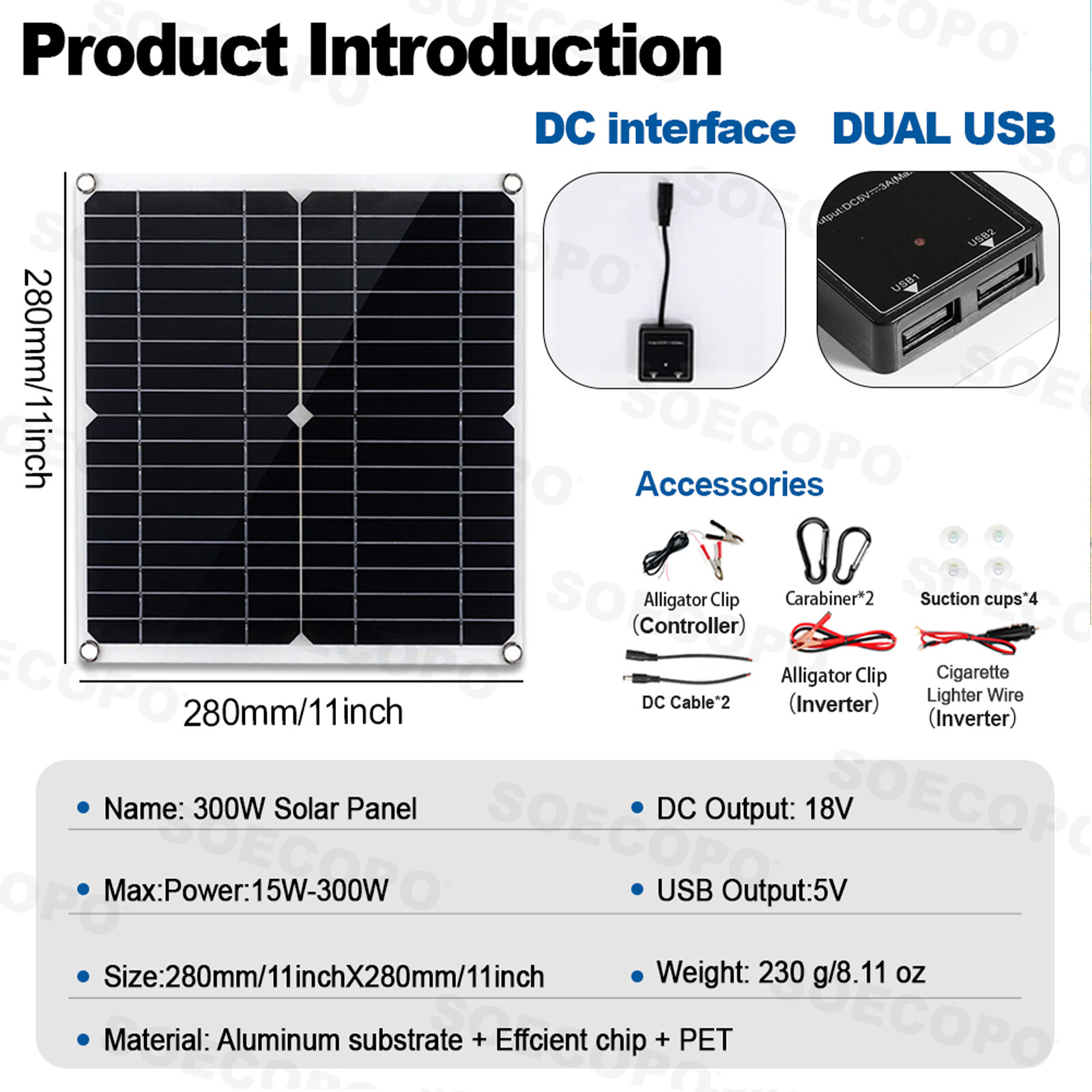6000W Solar Power System 100A MPPT Controller 300W Panel 12V to 110V/220V