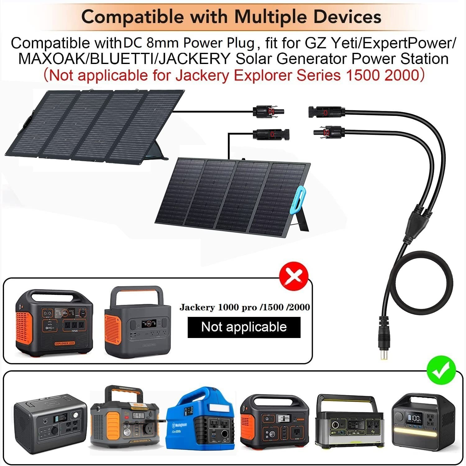 Versatile 16.5FT Solar Connector to 8mm Cable – Ideal for Portable Generators