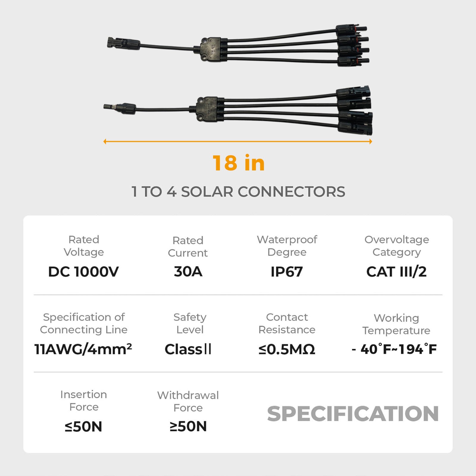 Solar Panel Branch Connector Splitter Adapter Cable Wire Plug for Solar System