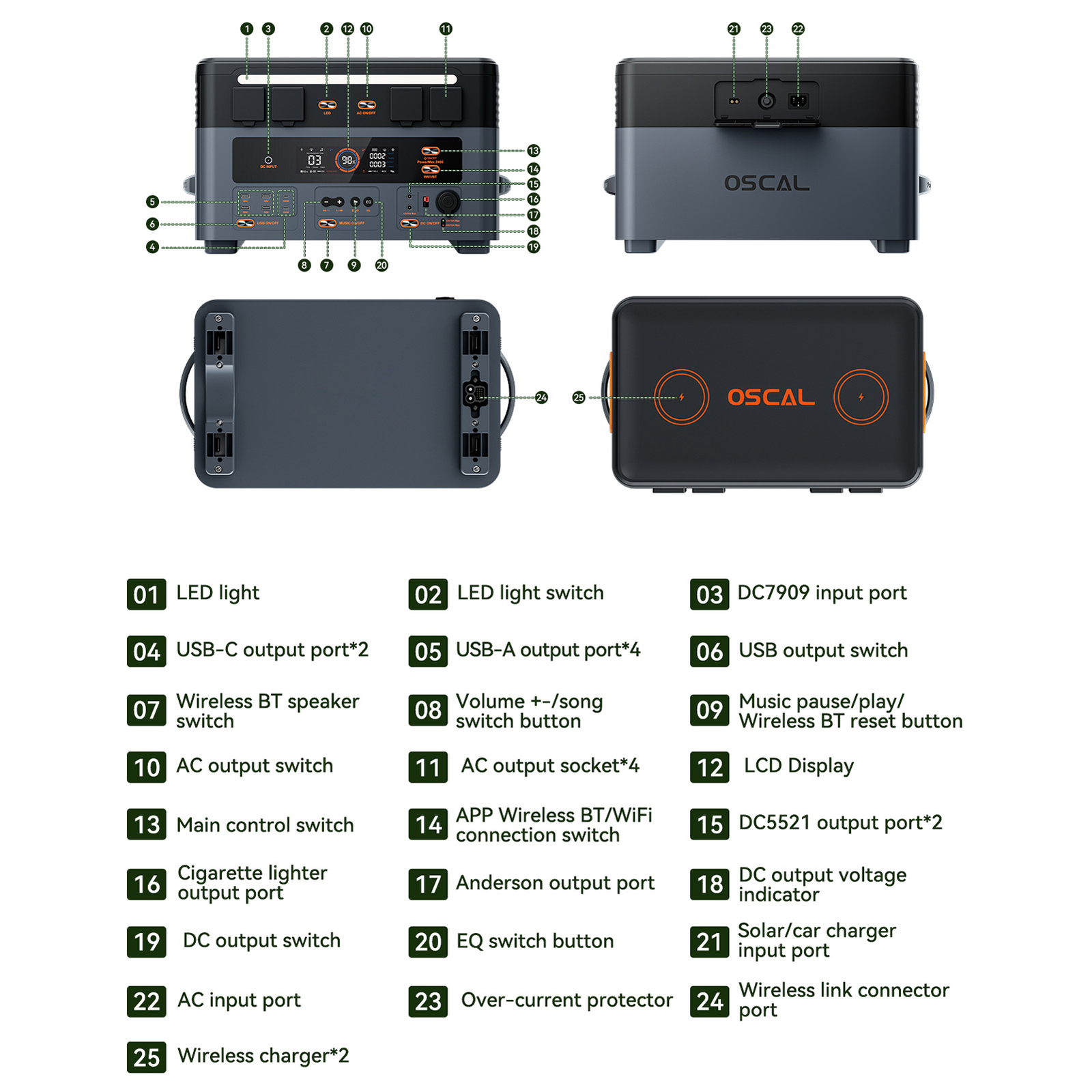 Portable Power Station 2400W 1872Wh Solar Generator Home Backup App Control K1T6